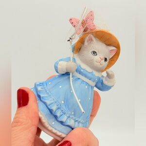 Vintage 1992’ Kitty Cucumber "Catching Butterflies" ceramic figurine Priscilla